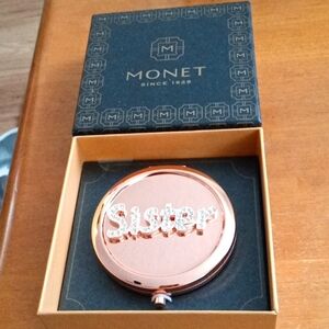 Monet Compact Double Mirror Copper Crystal Sister